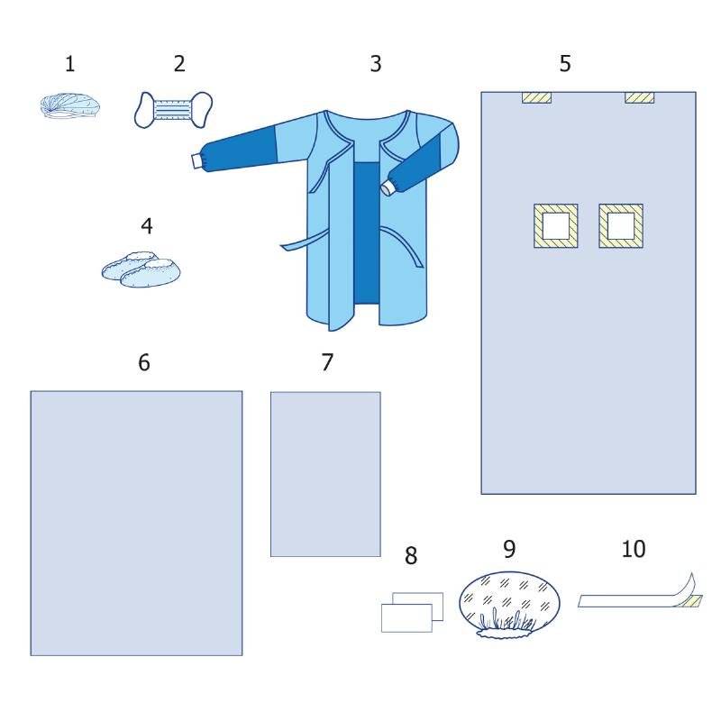 Комплект одягу та покриттів операційних для ангіографії №4 Taipan-Pharm стерильний